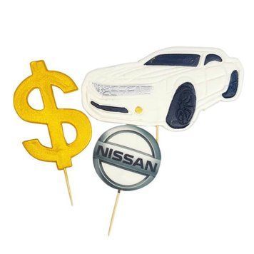 Набір цукрових топерів "Бізнес набір 2D , біла машина Nissan" 02135 фото