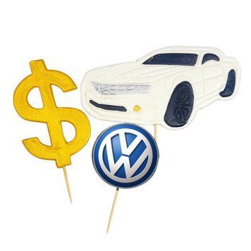 Набір цукрових топерів "Бізнес набір 2D , біла машина Volkswagen" 02136 фото